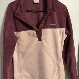Columbia Maroon and Beige Fleece Pullover